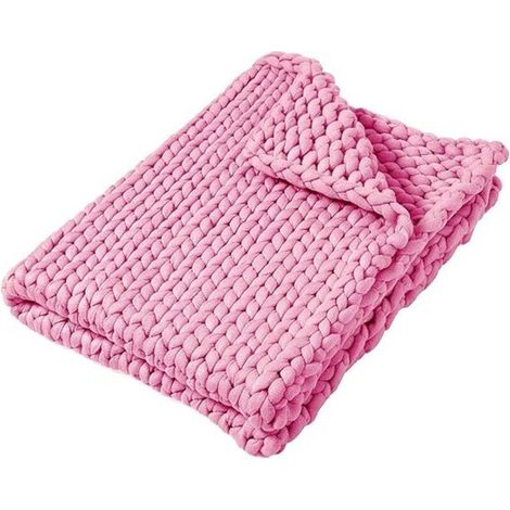 QAZQA Couverture câline, Couverture tricotée douce, hiver, confortable, couverture légère, couverture chaude en peluche, couverture lestée pour canapé-lit, chaise de canapé, Rose, 50 x 50 cm (1/5)