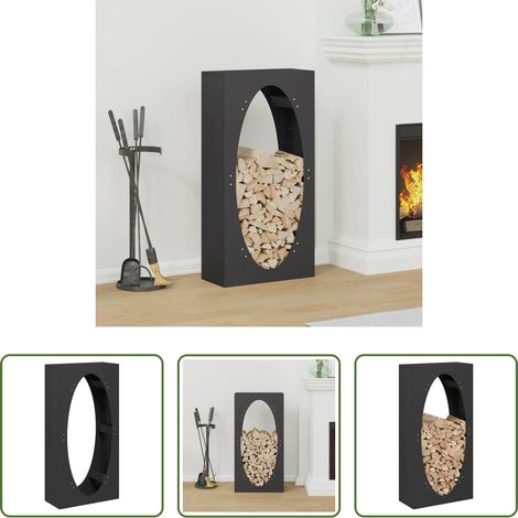 vidaXL Rangement bois - Portant de bois chauffage noir 50x23x100 cm (1/5)