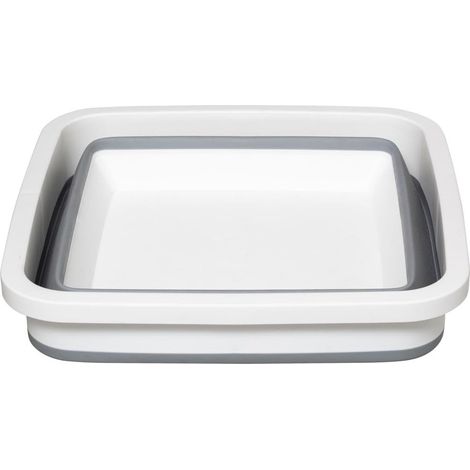 Faltbares 8-Liter-Waschbecken – Grau/Weiß – Platzsparend – Ideal zum Reinigen, Wäschewaschen, Kochen, für Waschküche und den Außenbereich – 32 x 32 x 15 cm (1/4)
