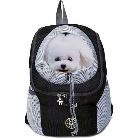 Mochila transportadora para mascotas para perros y gatos pequeños de hasta 10 kg, bolsa de viaje para mascotas manos libres, diseño transpirable y base impermeable para senderismo. (1/4)