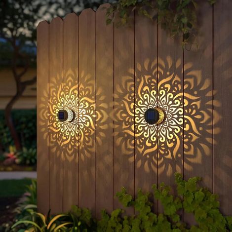 1pcs Lampe murale solaire à projection fleur avec abat-jour mandala : décoration pour fête, jardin, paysage, cour ou allée (1/5)