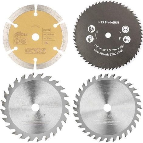 Lame de Scie au Carbure Multifonction 115 X 10 Mm Lot de 4 Lames de Scie Circulaire en Plastique-JUSCH (1/3)