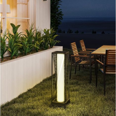 Lampada solare da esterno in rattan, sensore di luce, 25 LED, 22 x 22 x 77 cm, grigio e nero HAVRYA (1/3)