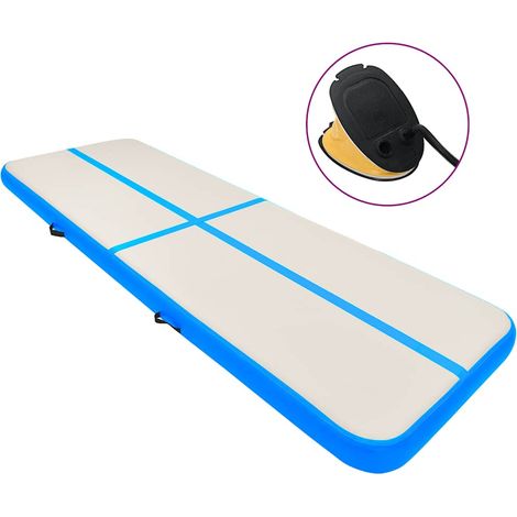 Aufblasbare Gymnastikmatte mit Pumpe 300x100x15 cm PVC Blau