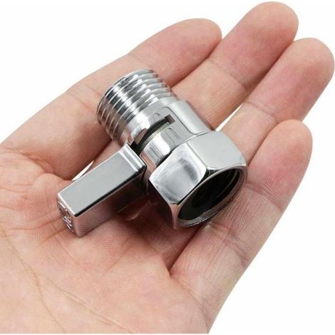 Vanne d'arrêt Pommeau Douche contrôle - Filetage G1/2" robinet extérieur, d'angle chrome Shut-Off pour Flux Robinet Débit Rec (1/3)
