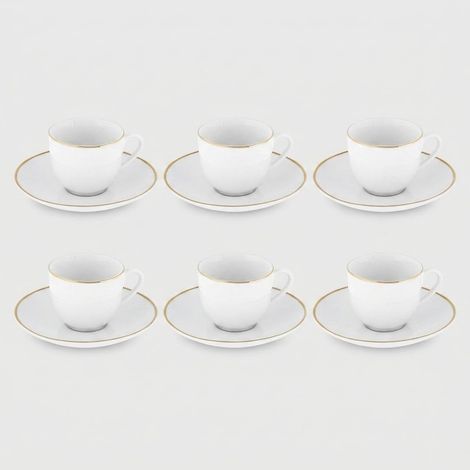 Set di 6 tazze da caffè in porcellana con piattini Gold Chic (1/4)