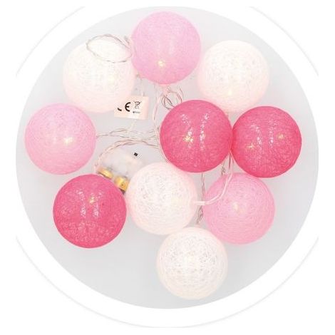 Guirnalda de luces LED rosas con bolas de algodón de 1,35 m, luz cálida. (1/3)