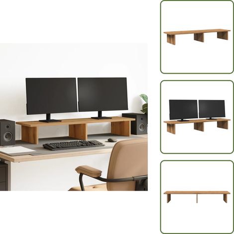 The Living Store Supporto per Monitor Rovere Artigianale 100x27x15 cm Truciolato - Supporto monitor in truciolato