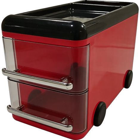 Organisateur de Bureau Rangement Voiture Rouge 2 Tiroirs Porte-Stylos en Plastique PP Compact pour Maison École Dormitoire (1/5)