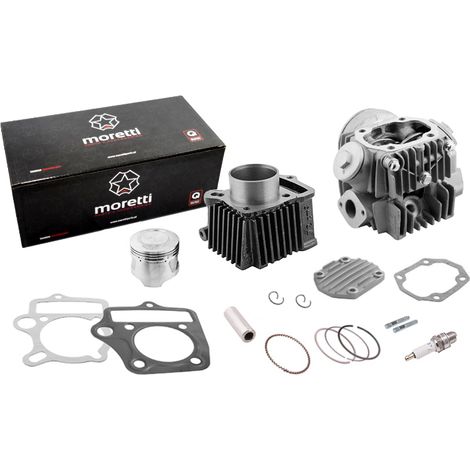 Cylindre et culasse Moretti pour cyclomoteur 4T 80 cm³ 139FMB, couleur argent
