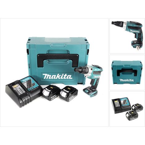 Makita DFS 251 RFJ 18 V Avvitatore per cartongesso brushless in valigetta Makpac + 2x Batterie BL1830 3,0 Ah + Caricatore DC18RC