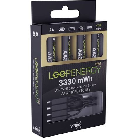 Verico LoopEnergy Pro AA3330 Batteria ricaricabile USB-C ® Li-Ion 2220 mAh 1.5 V 4 pz. (1/3)