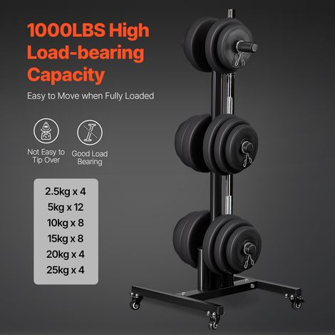 Support d'Haltères Vertical Arbre, Rack de Rangement pour Disques des Poids de 50,8 mm, Support de Poids Capacité de Charge 454 kg,… (1/5)