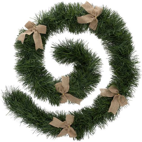 Weihnachtsgirlande, dichter Weihnachtsbaum mit goldenen Schleifen, 200 cm (1/2)