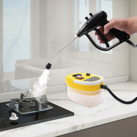 Nettoyeur vapeur, nettoyeur vapeur haute pression 1,2 L, 2 500 W, avec pistolet à commande automatique (trois embouts), adapté au nettoyage de divers appareils électroménagers, jaune (1/5)