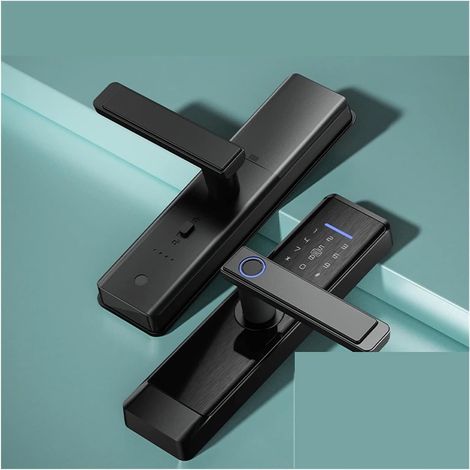Serrure de porte intelligente Serrure de porte intelligente Wifi Tuya APP empreintes digitales chiffres Intelligence électrique 5 méthode de déverrouillage prise en charge 8 langues voix ( Color : 1 U (1/4)