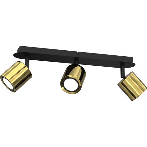 Rail plafond noir/laiton 3 spots GU10 Demia Luminex