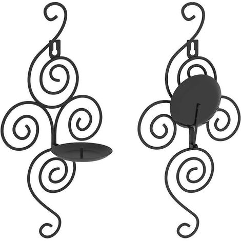 paar wandkandelaars, elegante ijzeren hangende wandkandelaars met spray-effect voor woonkamer, huis, bruiloften en decoraties. (1/5)