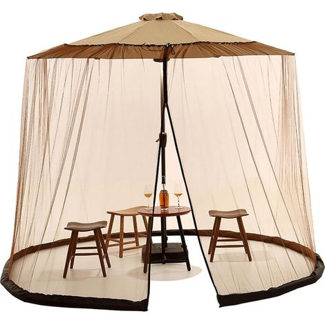 Moustiquaire, Filet de Parasol de Patio 300x230cm, moustiquaire Parasol Patio Respirant à Mailles Fines avec Porte à Fermeture éclair et Filet Protection Cordon (1/5)