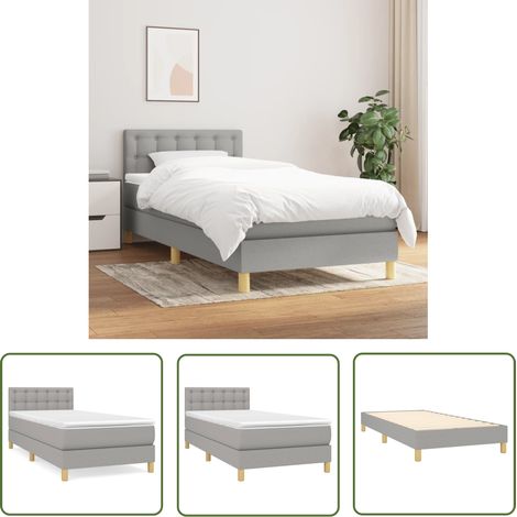 The Living Store Boxspringbett mit Matratze Hellgrau 90x190 cm Stoff - Boxspringbett - Doppelbett - Bettenrahmen - Schlafsystem - Hellgraues Bett (1/5)