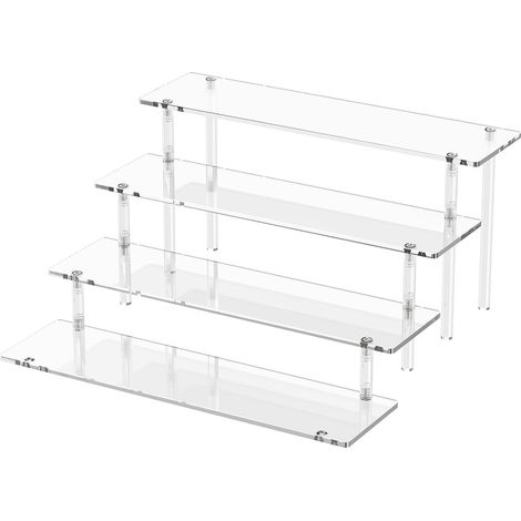 Présentoir en acrylique à 4 niveaux, porte-parfums transparent, grand présentoir à cupcakes, présentoir à desserts pour les fêtes, étagère pour figurines et objets de collection, support surélevé pour (1/5)