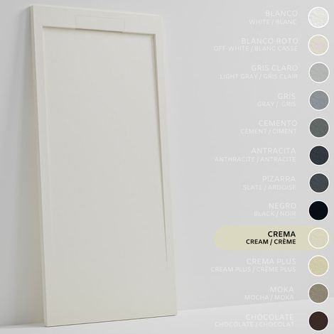 SOULBATH Receveur de Douche Ultra-Plat Antidérapant – Résine Gel Coat - Texture Lisse/Pierre – CRÈME - 160x80 - Grille intégré même couleur (1/5)