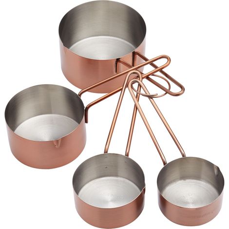 masterclass Messbecher aus Edelstahl (4er-Set) - Kupferoberfläche, Silber/Braun
