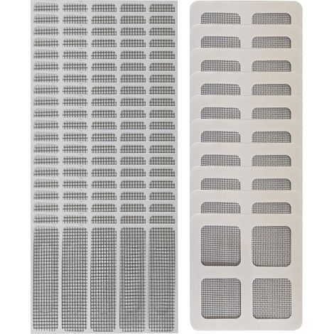 110Pcs Réparation De Fenêtres Ruban Auto-Adhésif Pour Anti Insectes Moustiq,Réparer les Toile Moustiquaires Ruban à Mailles en Tissu De Réparation Fibre De Verre Patch étanche Pour Fenêtre De De écran (1/5)
