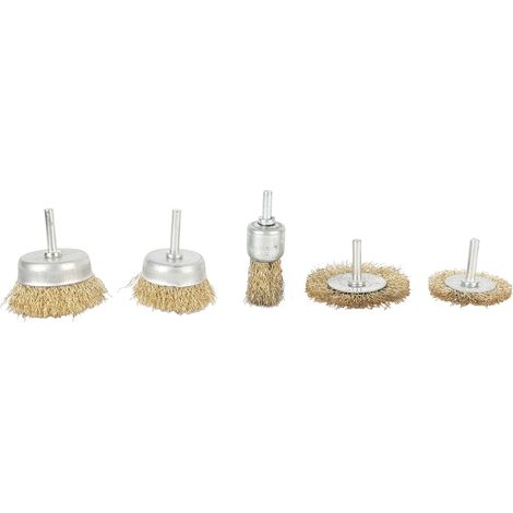 Set mit 5 Edelstahl-Draht-Topfbürsten, grobe Metallbürsten für Winkelschleifer, zur Rostentfernung und Reinigung (1/5)