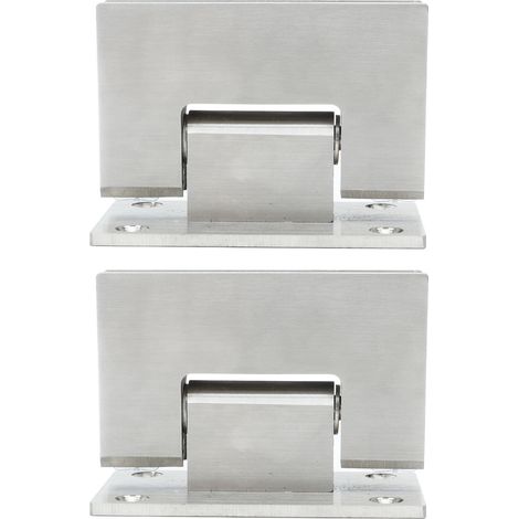 Lot de 2 charnières pour porte en verre, robustes, à angle de 90°, en acier inoxydable durable, pour salle de bain et toilettes.