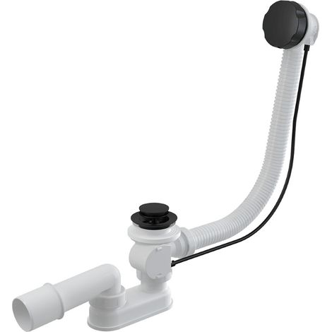 Alca Siphon für Badewanne, Ablaufgarnitur, Mattschwarz (A55BLACK)