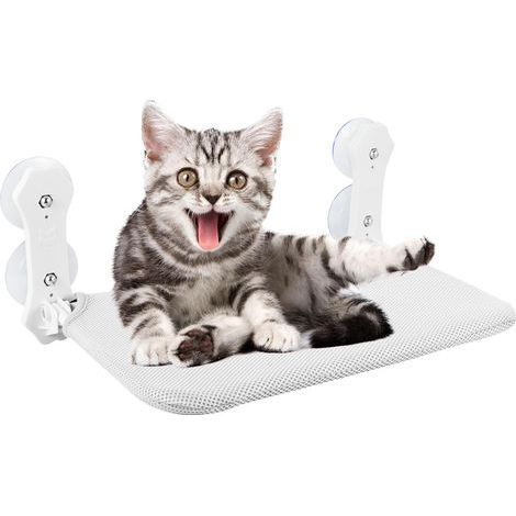 Cadre de fenêtre pour chat 45 x 30 cm, hamac pliable avec coussin amovible, supporte en toute sécurité jusqu'à 15 kg, ventouse robuste pour siège de fenêtre pour chat. (1/5)