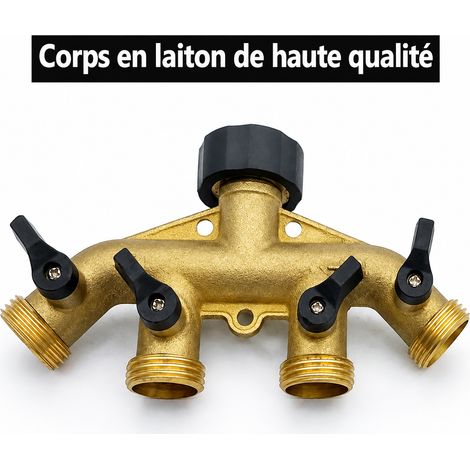 Distributeur 4 voies pour tuyau d'arrosage en laiton 0.75 (3/4") 2 0.75 3 × 3 × 2 cm 100 g – Livraison gratuite