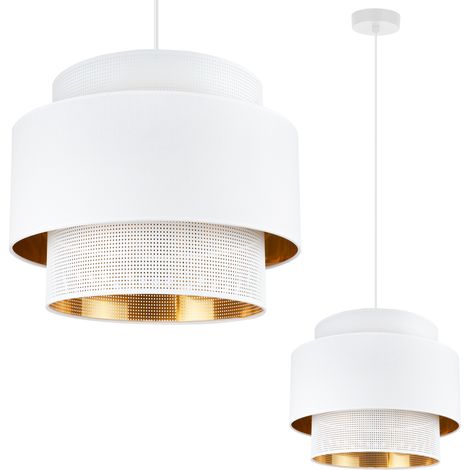 SUSPENSION ASTI TRIO BLANC-OR 35CM TISSU MAILLE (1/5)