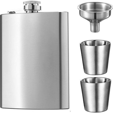 Flacon à vin portable en acier inoxydable 70Z, plat et étanche, pour les voyages et l'extérieur, 4,66 (190) (1/5)