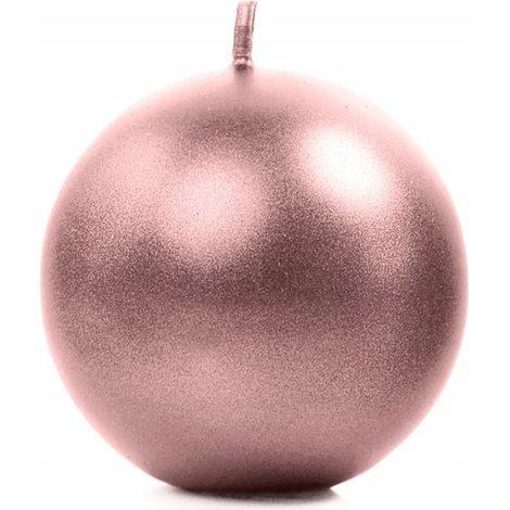 Candela a sfera metallica, oro rosa, 6 cm, 1 pz. (1/4)