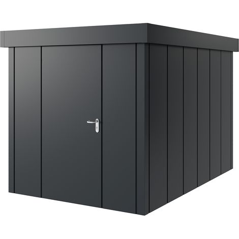 Hörmann Metall-Gerätehaus "Juno" mit Flachdach, JFD7 - Design, 214 x 310 cm (B x T), anthrazit, 1-flüglige Tür, Anschlag links (1/5)