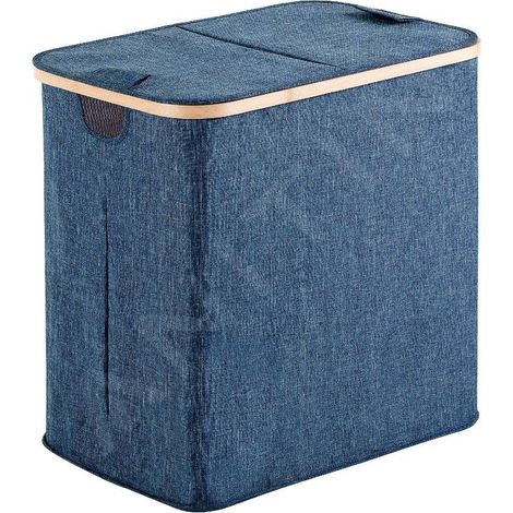 Sapho Accessoires de salle de bains Gedy - Panier à linge, 51 x 34 x 53 cm, bleu/bambou 133805 (1/3)