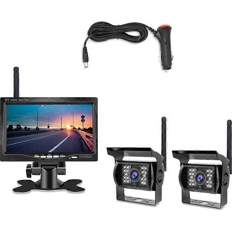Kit caméra de recul étanche sans fil pour véhicule avec écran TFT LCD noir (1/5)