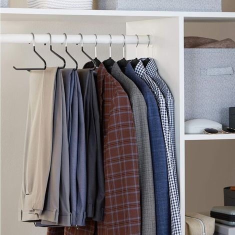 10 Cintres Porte-Pantalon Chromés Enfilage Facile (1/2)