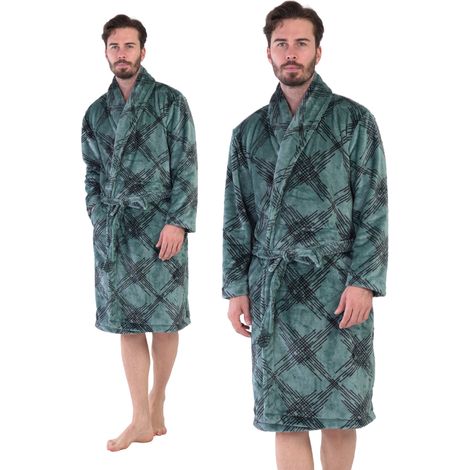 Herren-Plüschbademantel Vienetta, warm und dick, Größe M, zum Binden, Geschenk für Papa (1/5)
