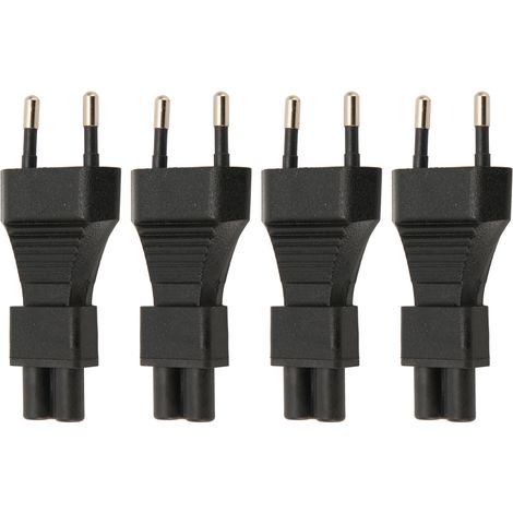 EU-zu-IEC-C5-Netzadapter, 4er-Pack, 2,5 A, 250 V, EU-Stecker (100–250 V), Plug & Play