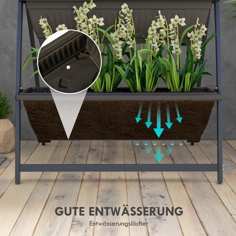 Support de plantes en bois, étagère à fleurs 4 niveaux, présentoir végétal avec trous, meuble escalier pour pots, Brun, 76 x 79 x 162 cm (1/5)