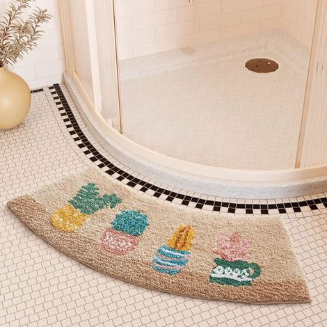 Tapis de salle de bains en forme d'arc, tapis de salle de bains en quart de cercle, avec conception antidérapante au niveau du sol - 42 cm × 100 cm (1/5)