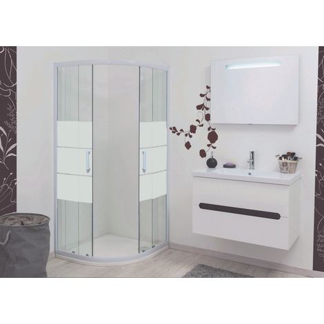 ONDEE - Mamparas de baño MISSI, Mamparas de baño 1/4 de círculo acceso angular. 90x185x0,4cm - Vidrio templado - Acabados en blanco (1/4)