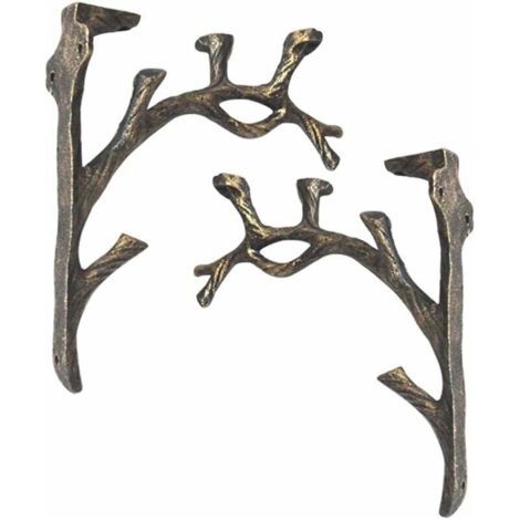 Bardusch-Supports d'étagère Vintage (2 pièces), Fonte, Forme de Branche Équerre Étagère, Faire l'ancien Artisanat, Support de Triangle décoratif créatif, Étagère à Livres Murale, Support de Fleurs (1/5)