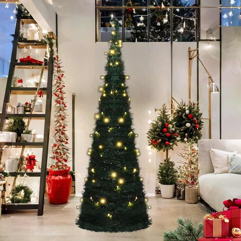 Albero di Natale Albero natalizio Albero festivo Artificiale Apribile Preilluminato Verde 180cm (1/5)