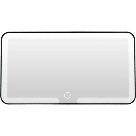 Miroir de maquillage rechargeable USB pour pare-soleil de voiture avec lumières LED - Commande tactile, intensité réglable, idéal pour les voyages et la beauté en déplacement - Noir (1/5)