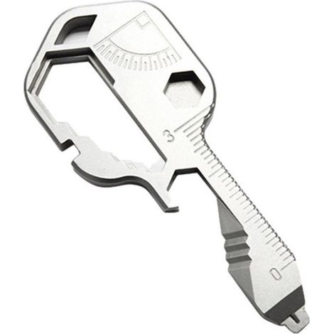Clé Multifonction 24-en-1 Porte-clés – Tournevis, Embouts et Outils de Poche pour EDC (Argenté, sous sachet OPP, tête simple) (1/5)