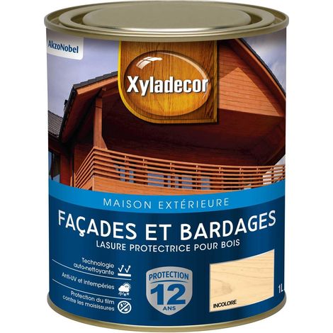 Lasure protectrice pour bois extérieur - Facades et Bardages - aspect satin incolore 1 L - Xyladecor